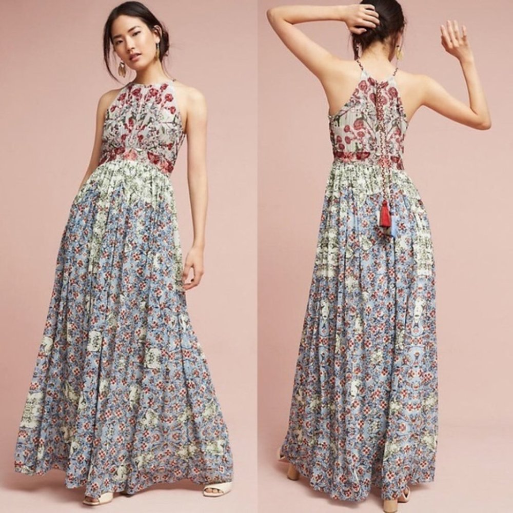 Bhanuni by Jyoti Beaded Maxi Dress ANTHROPOLOGIE 00P